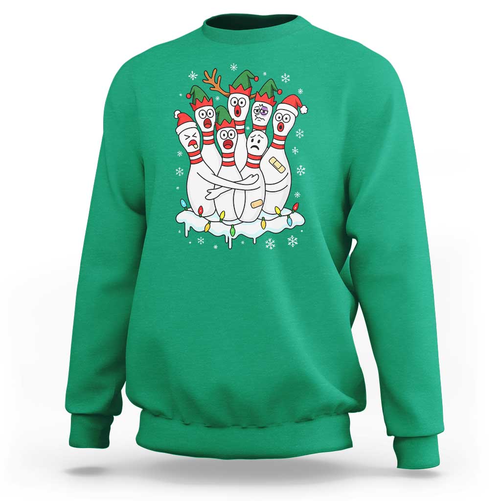Funny Scared Cartoon Christmas Bowling Pins Sweatshirt - Wonder Print Shop