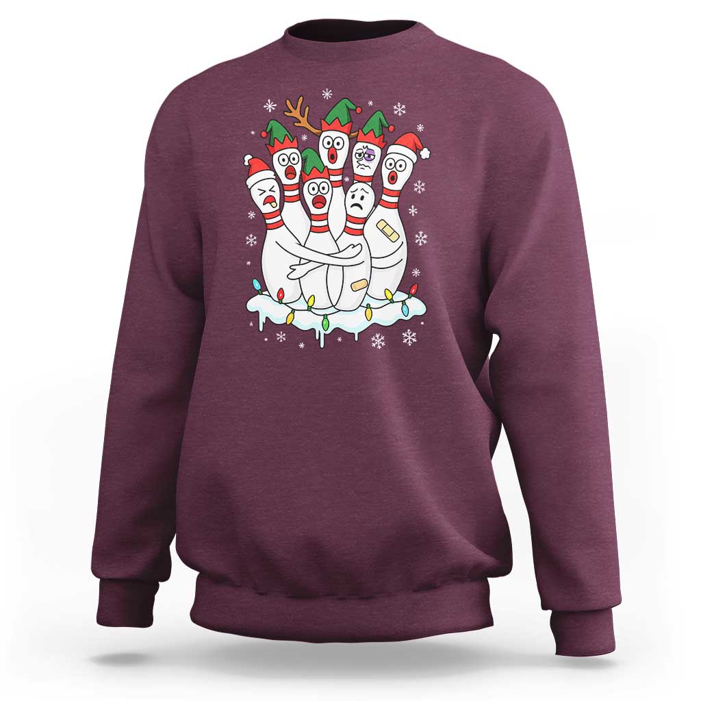 Funny Scared Cartoon Christmas Bowling Pins Sweatshirt - Wonder Print Shop