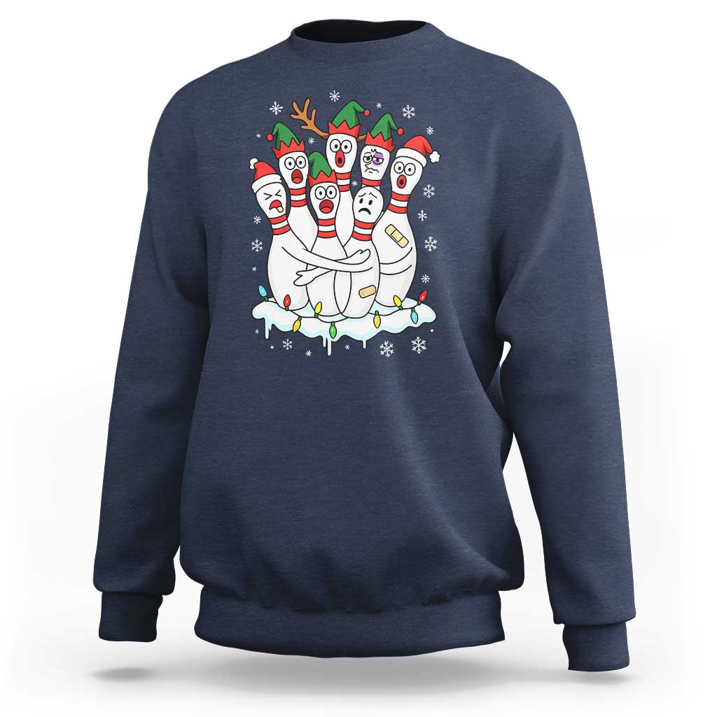 Funny Scared Cartoon Christmas Bowling Pins Sweatshirt - Wonder Print Shop