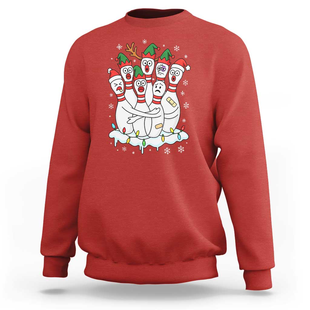 Funny Scared Cartoon Christmas Bowling Pins Sweatshirt - Wonder Print Shop
