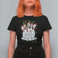 Funny Scared Cartoon Christmas Bowling Pins T Shirt For Women - Wonder Print Shop