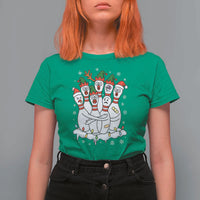 Funny Scared Cartoon Christmas Bowling Pins T Shirt For Women - Wonder Print Shop