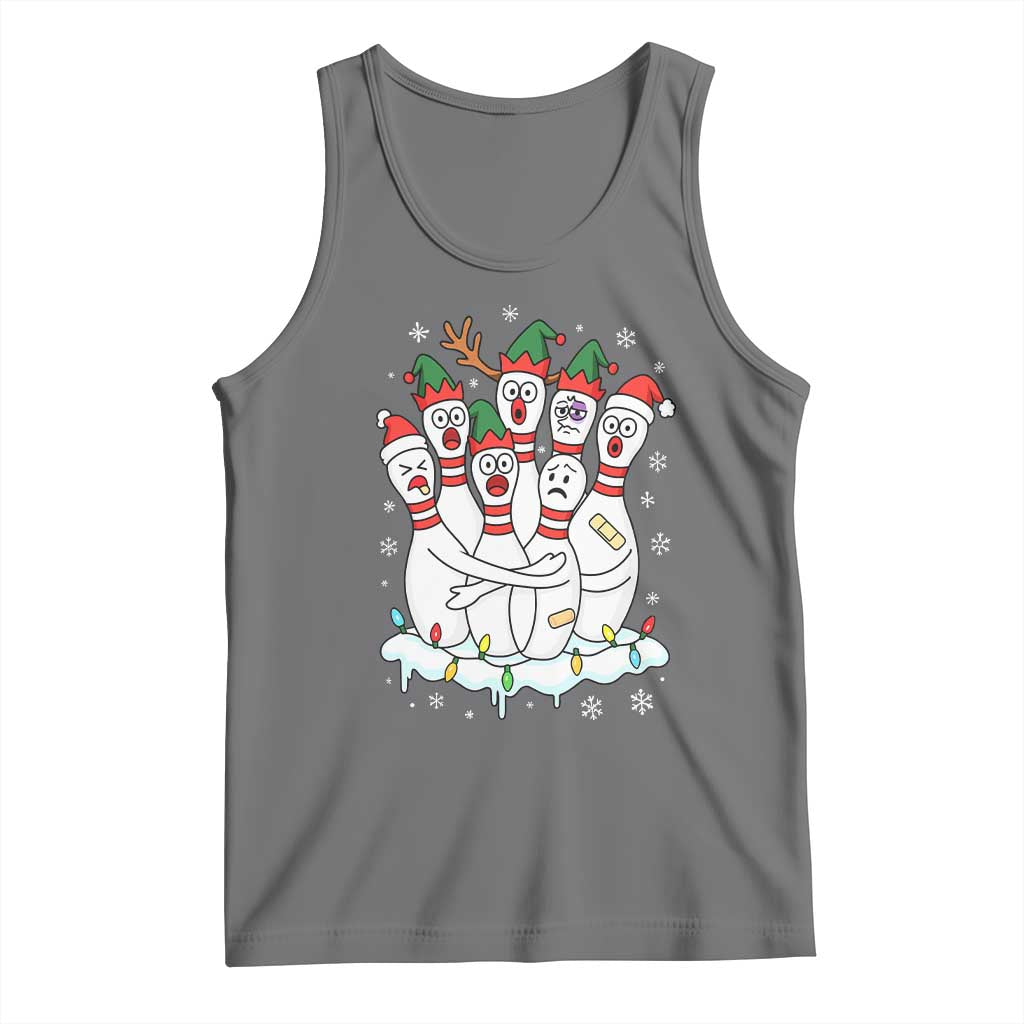 Funny Scared Cartoon Christmas Bowling Pins Tank Top - Wonder Print Shop