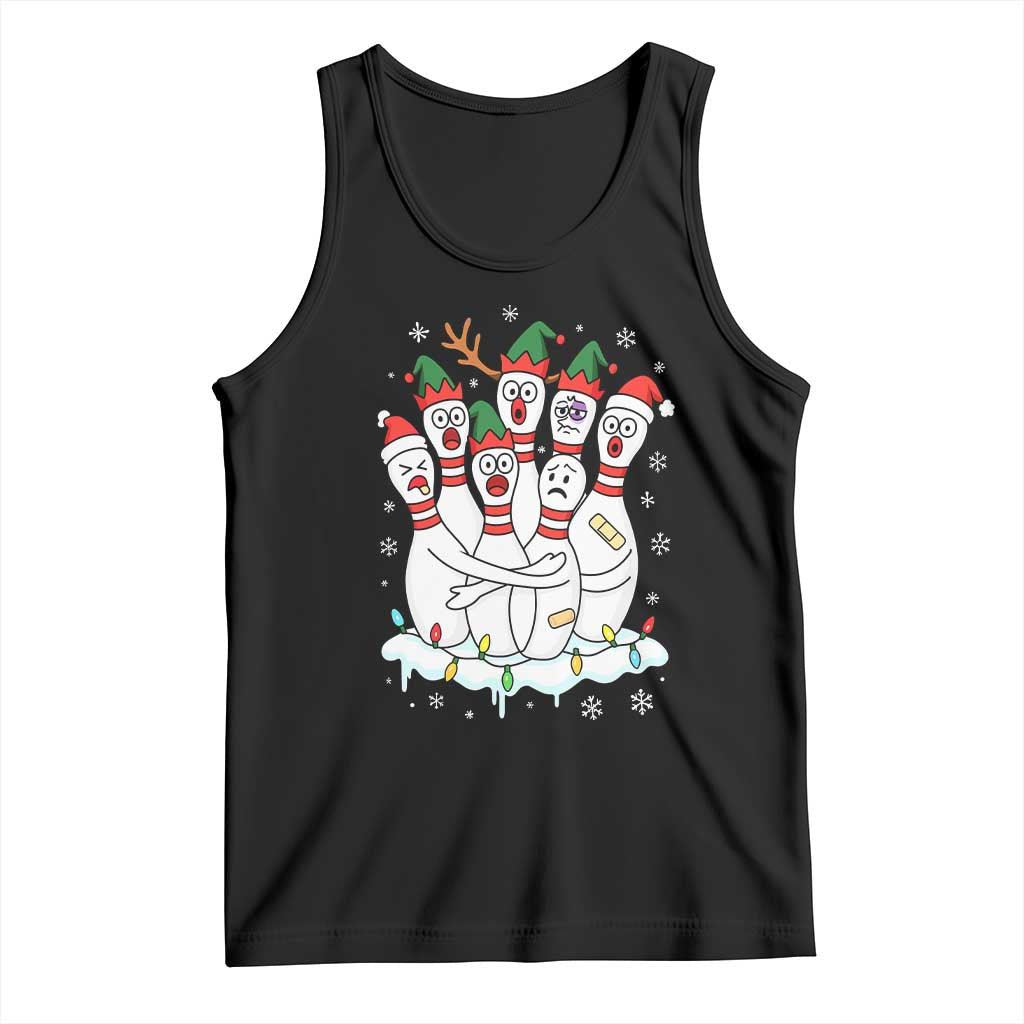 Funny Scared Cartoon Christmas Bowling Pins Tank Top - Wonder Print Shop