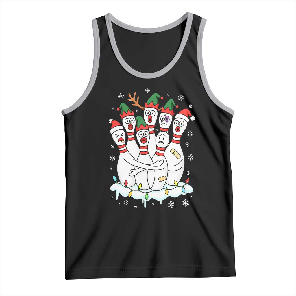 Funny Scared Cartoon Christmas Bowling Pins Tank Top - Wonder Print Shop