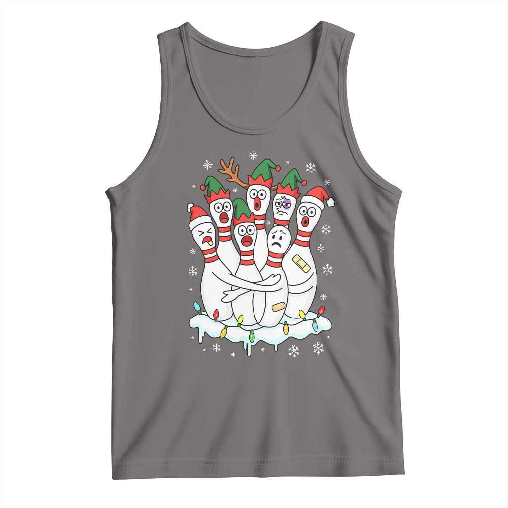 Funny Scared Cartoon Christmas Bowling Pins Tank Top - Wonder Print Shop