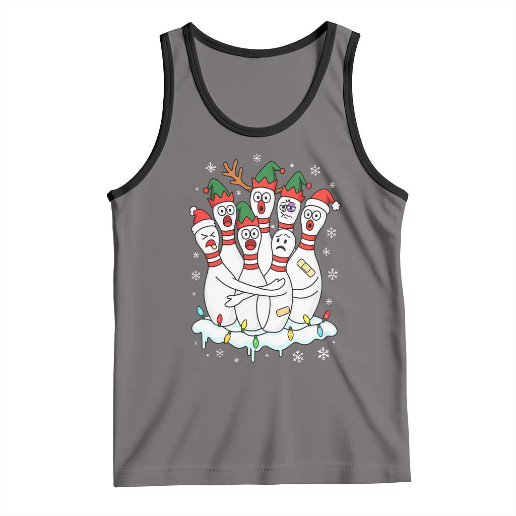 Funny Scared Cartoon Christmas Bowling Pins Tank Top - Wonder Print Shop