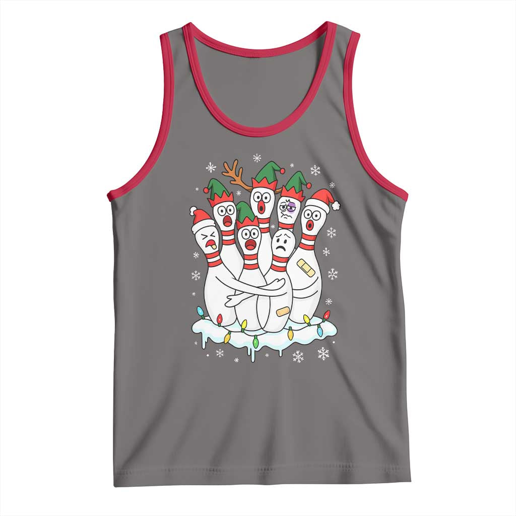 Funny Scared Cartoon Christmas Bowling Pins Tank Top - Wonder Print Shop