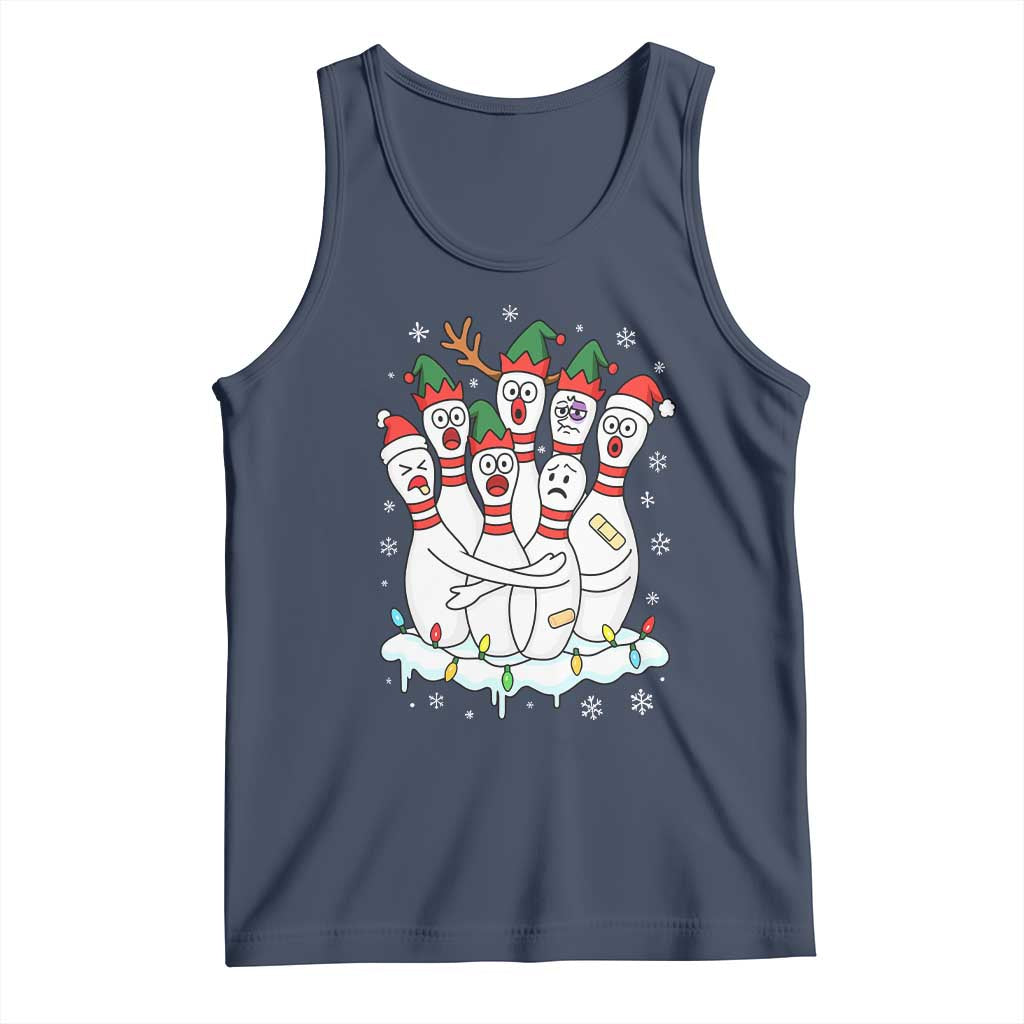 Funny Scared Cartoon Christmas Bowling Pins Tank Top - Wonder Print Shop
