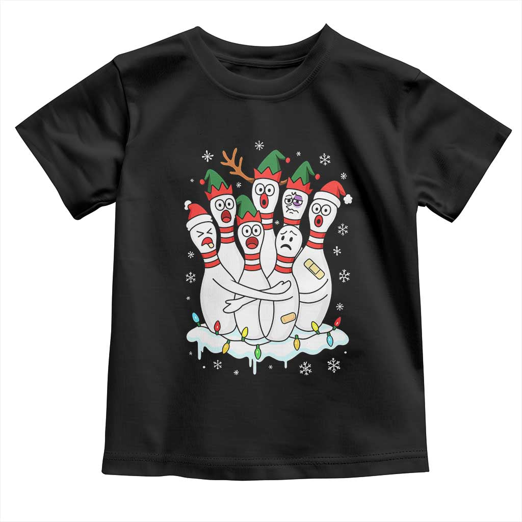 Funny Scared Cartoon Christmas Bowling Pins Toddler T Shirt - Wonder Print Shop