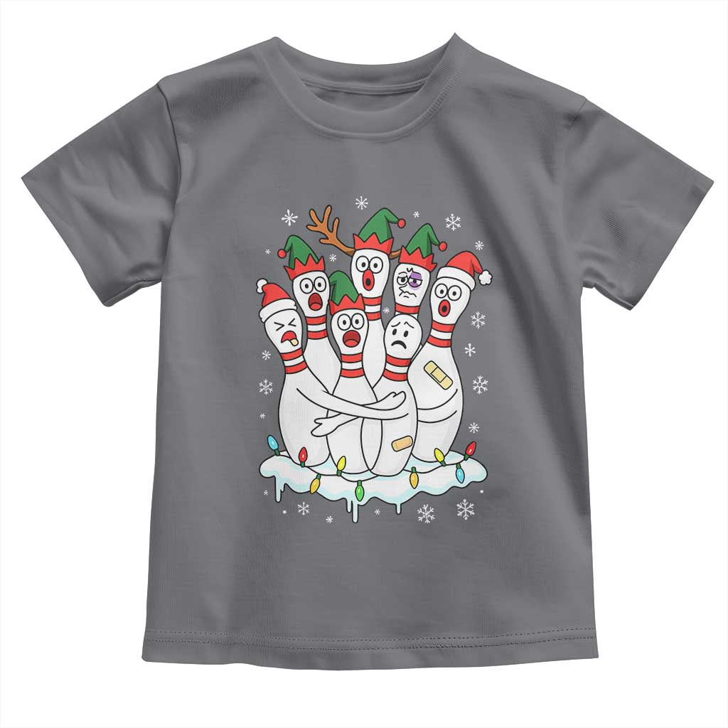 Funny Scared Cartoon Christmas Bowling Pins Toddler T Shirt - Wonder Print Shop