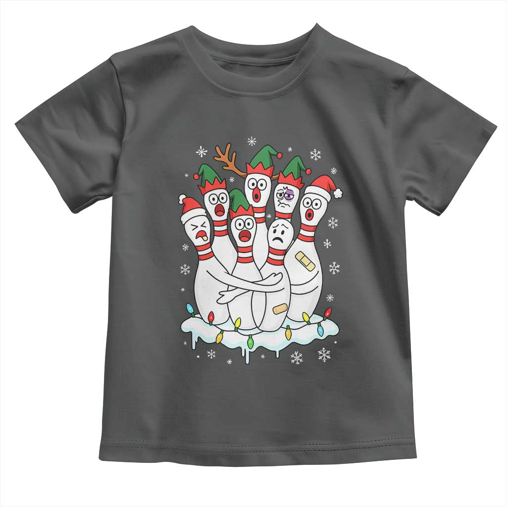 Funny Scared Cartoon Christmas Bowling Pins Toddler T Shirt - Wonder Print Shop