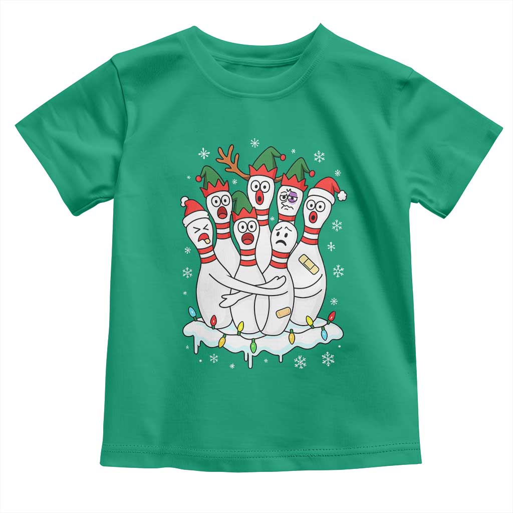 Funny Scared Cartoon Christmas Bowling Pins Toddler T Shirt - Wonder Print Shop