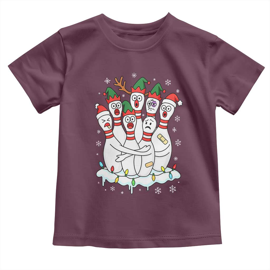 Funny Scared Cartoon Christmas Bowling Pins Toddler T Shirt - Wonder Print Shop