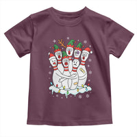 Funny Scared Cartoon Christmas Bowling Pins Toddler T Shirt - Wonder Print Shop