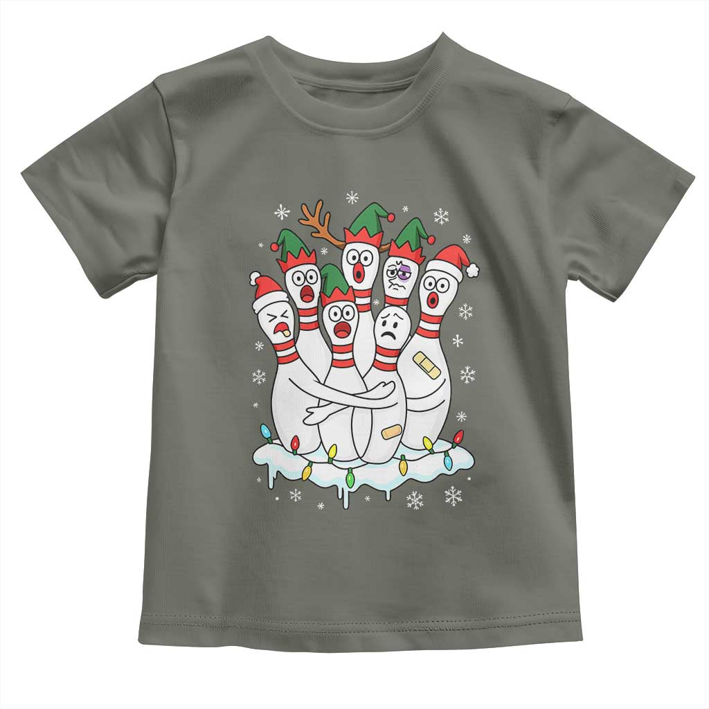 Funny Scared Cartoon Christmas Bowling Pins Toddler T Shirt - Wonder Print Shop