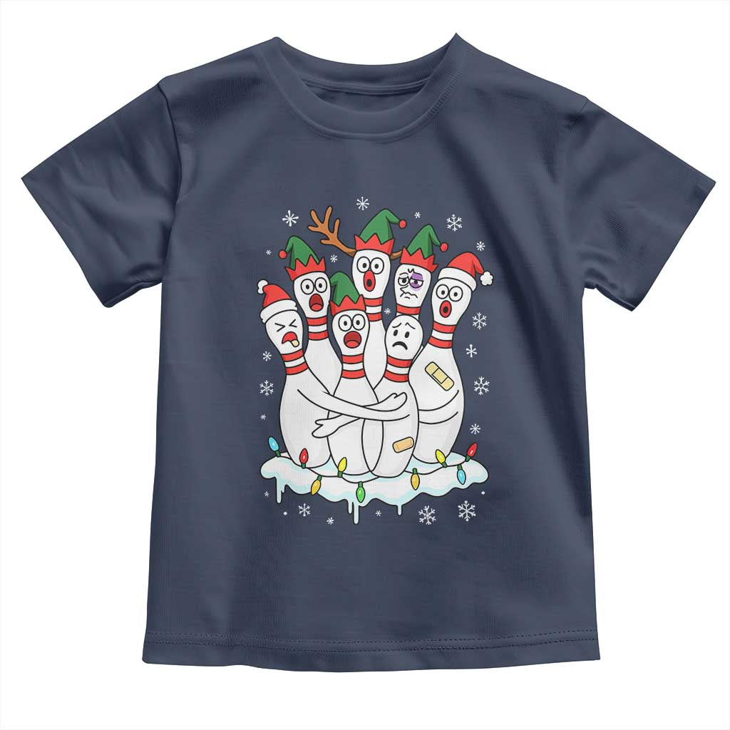 Funny Scared Cartoon Christmas Bowling Pins Toddler T Shirt - Wonder Print Shop