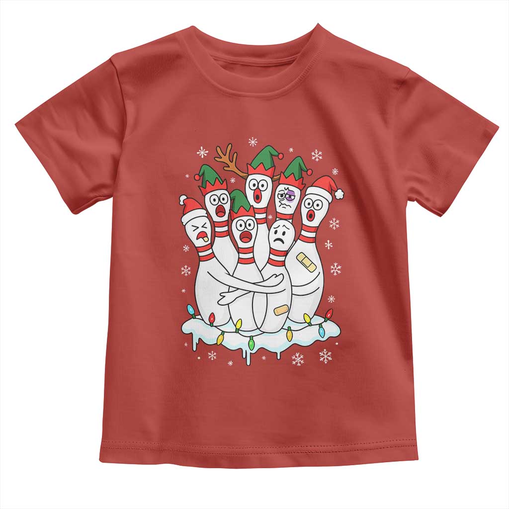Funny Scared Cartoon Christmas Bowling Pins Toddler T Shirt - Wonder Print Shop