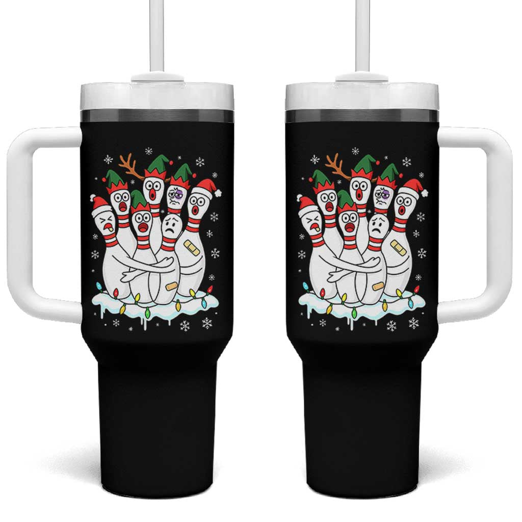 Funny Scared Cartoon Christmas Bowling Pins Tumbler With Handle - Wonder Print Shop
