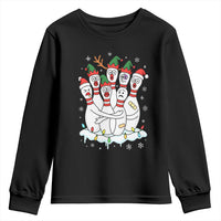 Funny Scared Cartoon Christmas Bowling Pins Youth Sweatshirt - Wonder Print Shop
