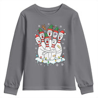 Funny Scared Cartoon Christmas Bowling Pins Youth Sweatshirt - Wonder Print Shop