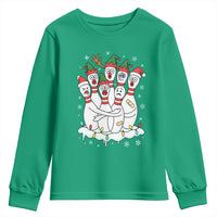 Funny Scared Cartoon Christmas Bowling Pins Youth Sweatshirt - Wonder Print Shop