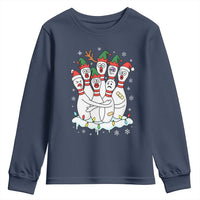 Funny Scared Cartoon Christmas Bowling Pins Youth Sweatshirt - Wonder Print Shop