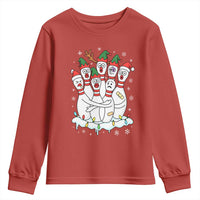 Funny Scared Cartoon Christmas Bowling Pins Youth Sweatshirt - Wonder Print Shop