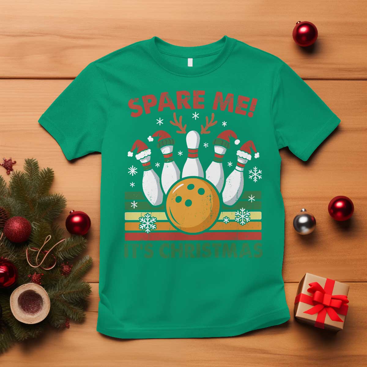 Funny Christmas Bowling T Shirt Spare Me Its Xmas Festive Holiday - Wonder Print Shop