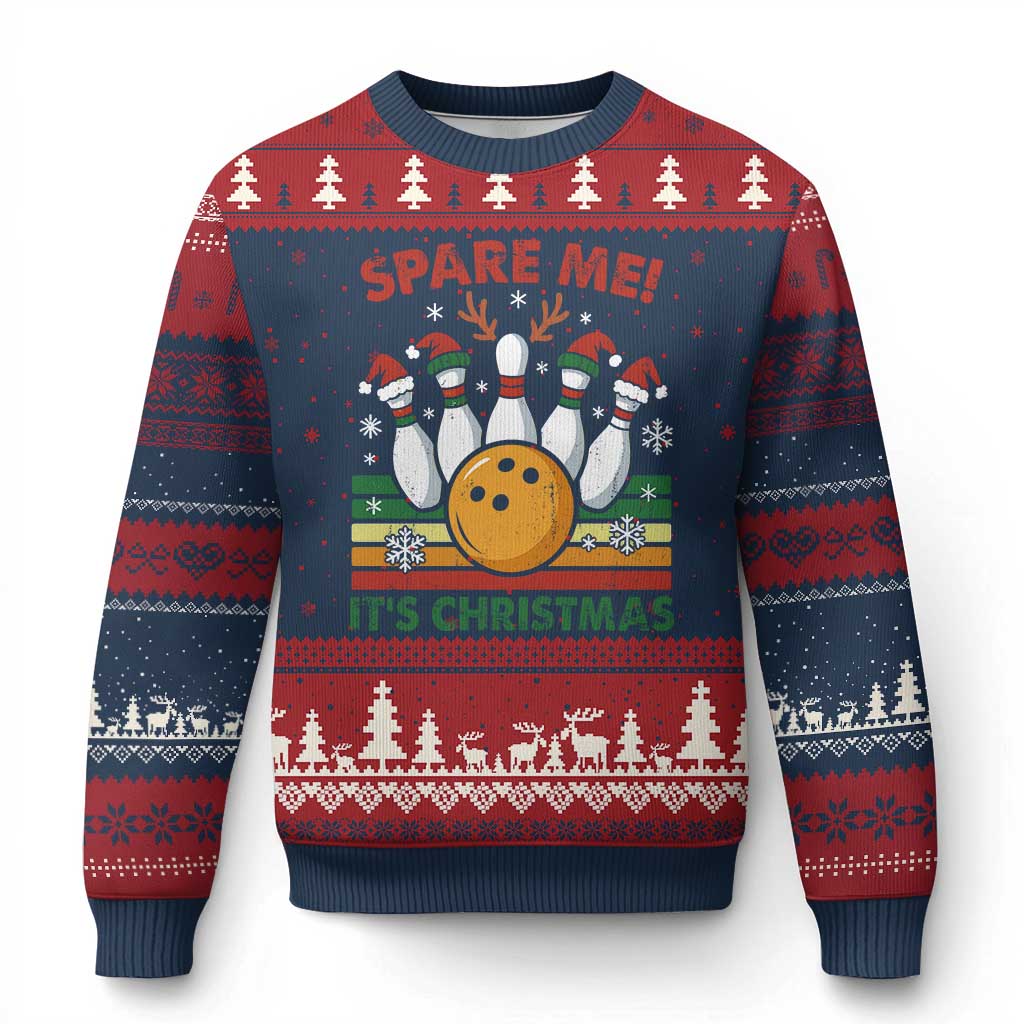 Funny Xmas Bowling Ugly Christmas Sweater Spare Me Its Xmas Festive Holiday - undefined