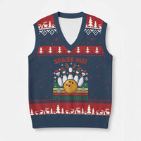 Funny Xmas Bowling V-Neck Knit Sweater Vest Spare Me Its Xmas Festive Holiday - Wonder Print Shop