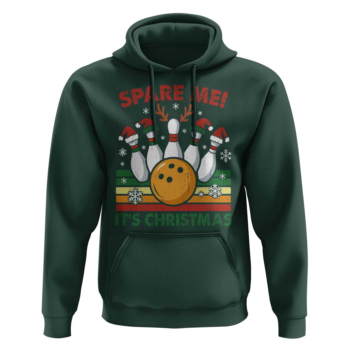 Funny Christmas Bowling Hoodie Spare Me Its Xmas Festive Holiday - Wonder Print Shop