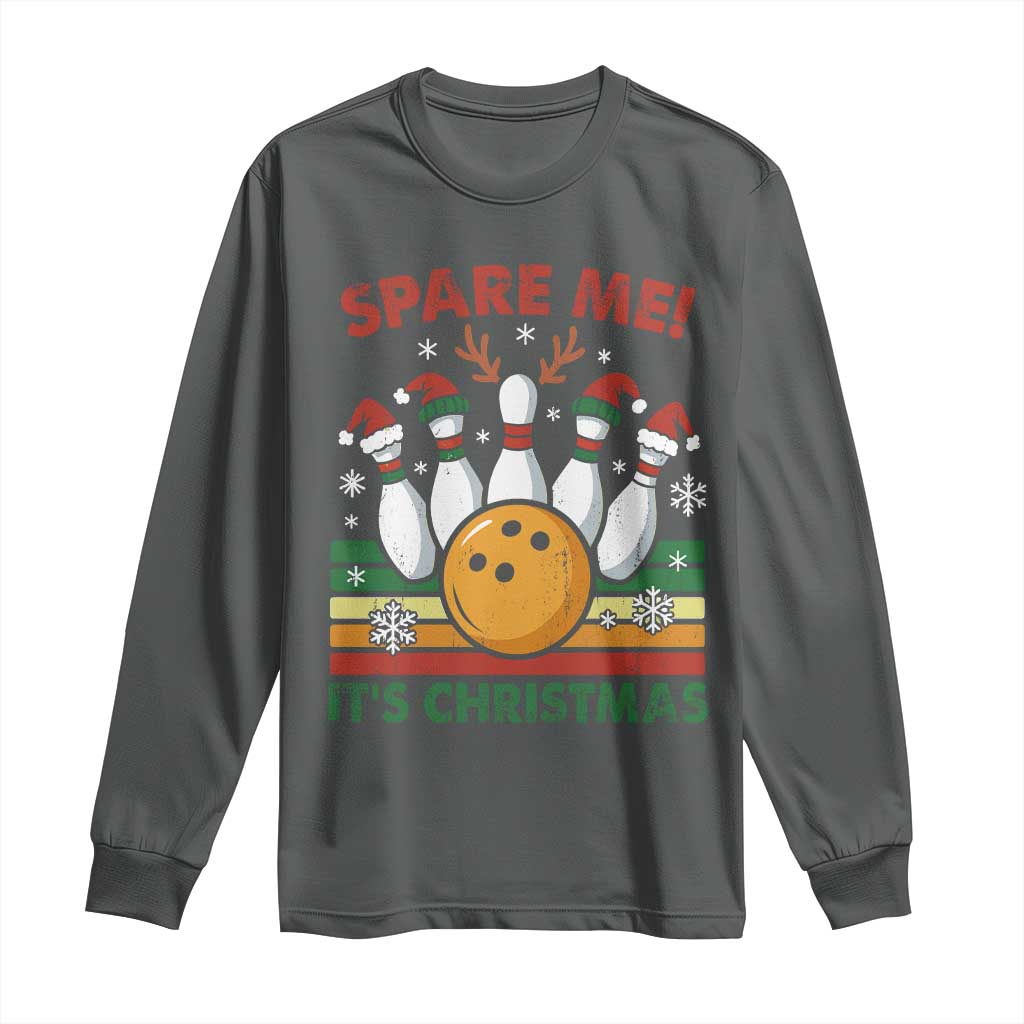 Funny Christmas Bowling Long Sleeve Shirt Spare Me Its Xmas Festive Holiday - Wonder Print Shop