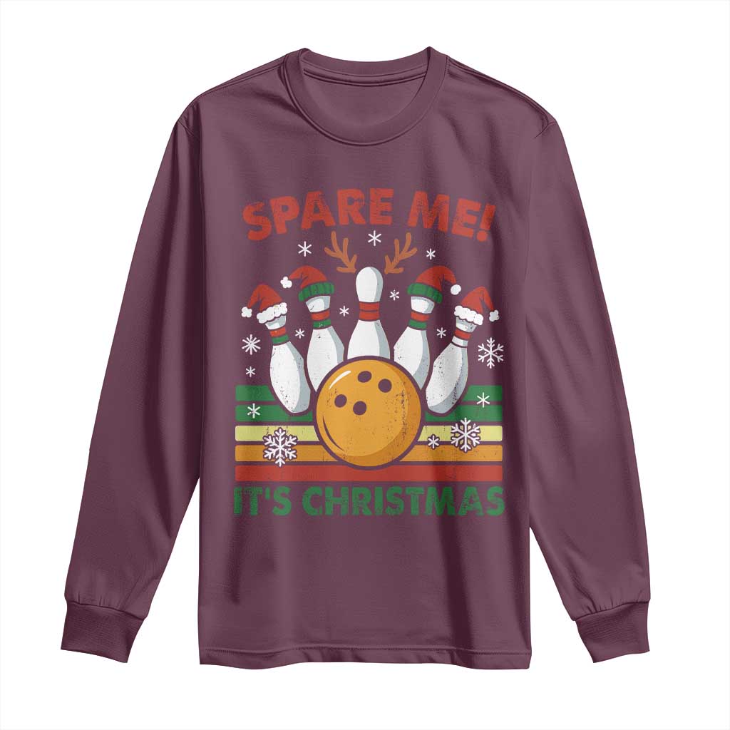 Funny Christmas Bowling Long Sleeve Shirt Spare Me Its Xmas Festive Holiday - Wonder Print Shop