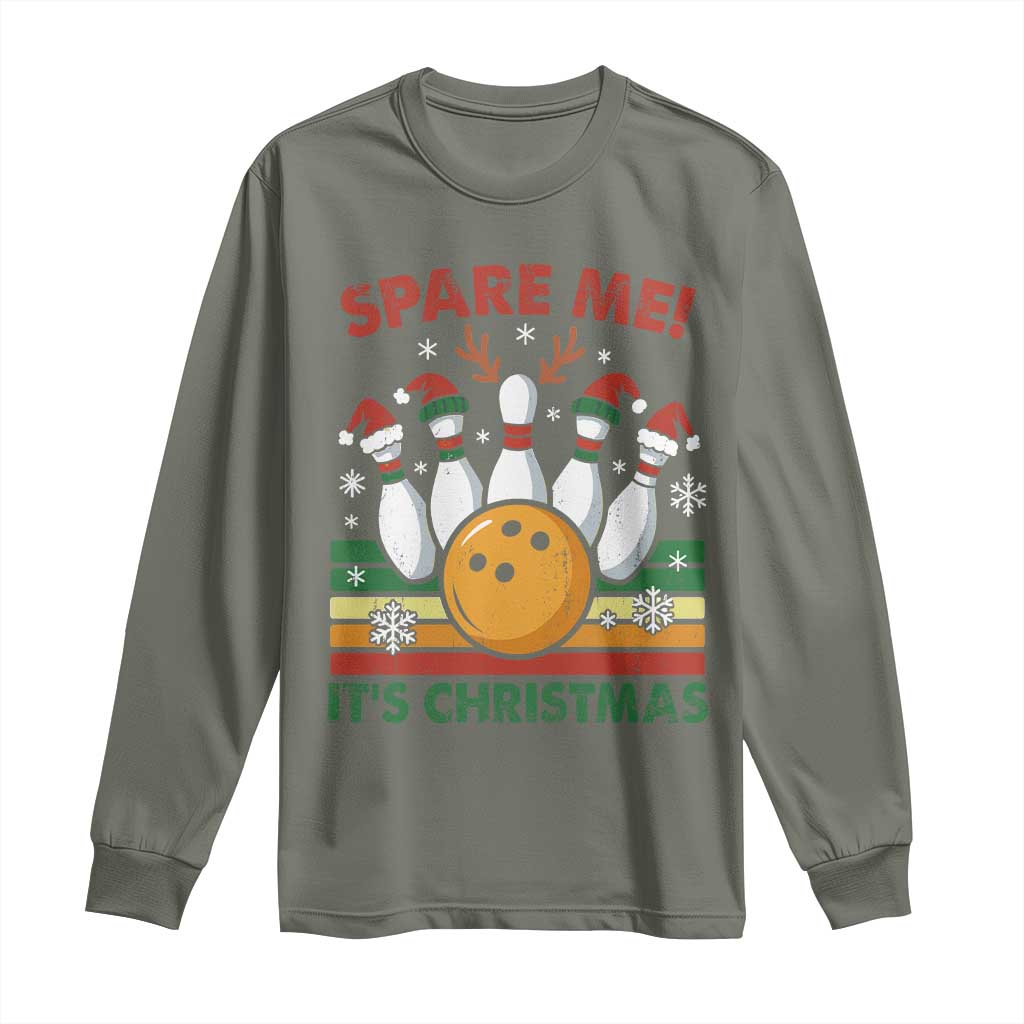 Funny Christmas Bowling Long Sleeve Shirt Spare Me Its Xmas Festive Holiday - Wonder Print Shop