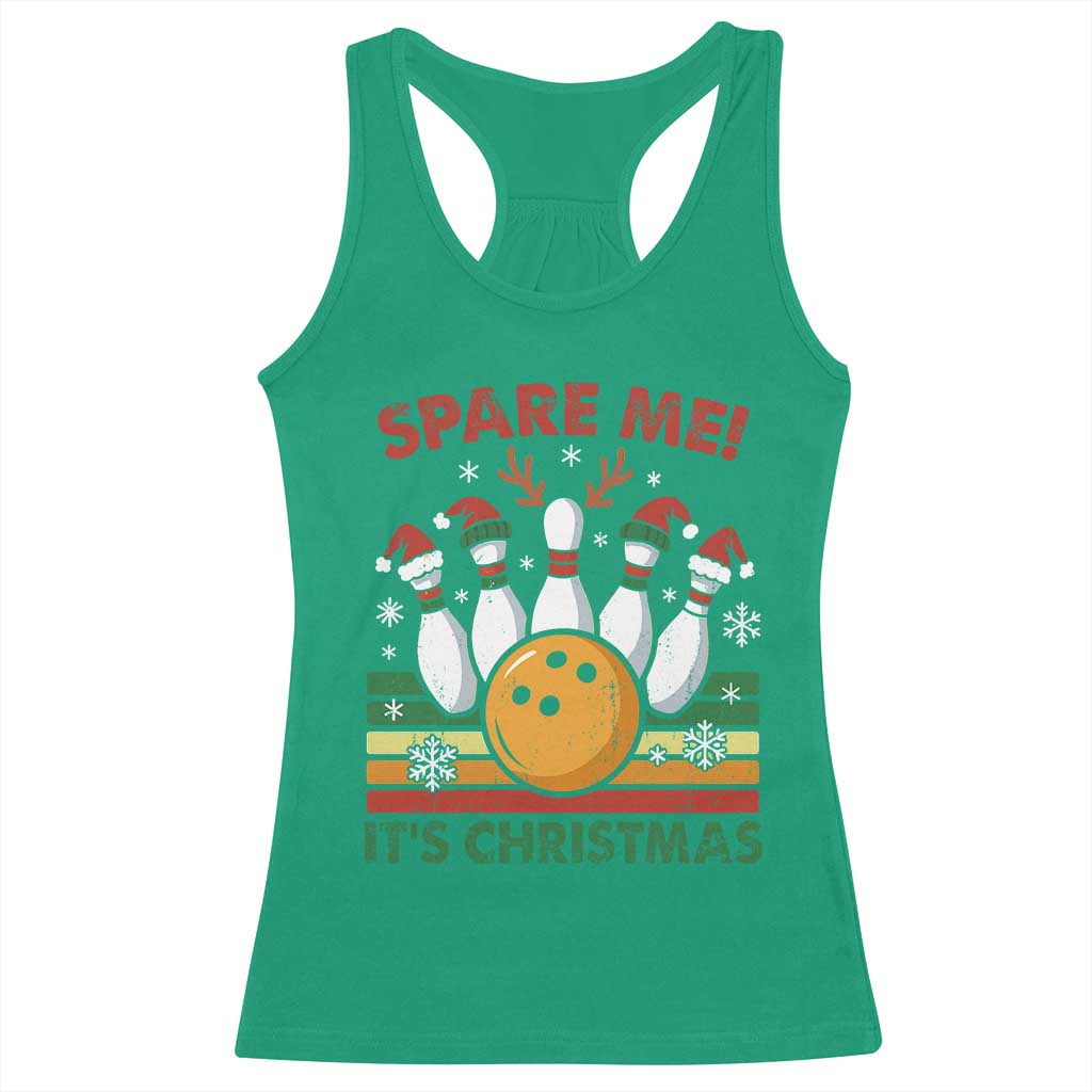 Funny Christmas Bowling Racerback Tank Top Spare Me Its Xmas Festive Holiday - Wonder Print Shop