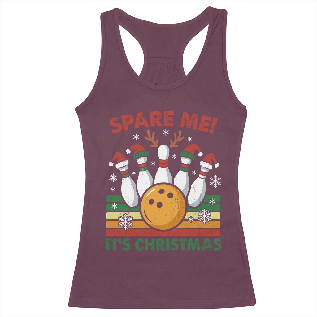 Funny Christmas Bowling Racerback Tank Top Spare Me Its Xmas Festive Holiday - Wonder Print Shop