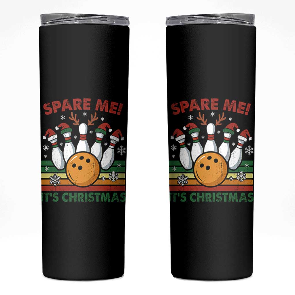Funny Christmas Bowling Skinny Tumbler Spare Me Its Xmas Festive Holiday - Wonder Print Shop