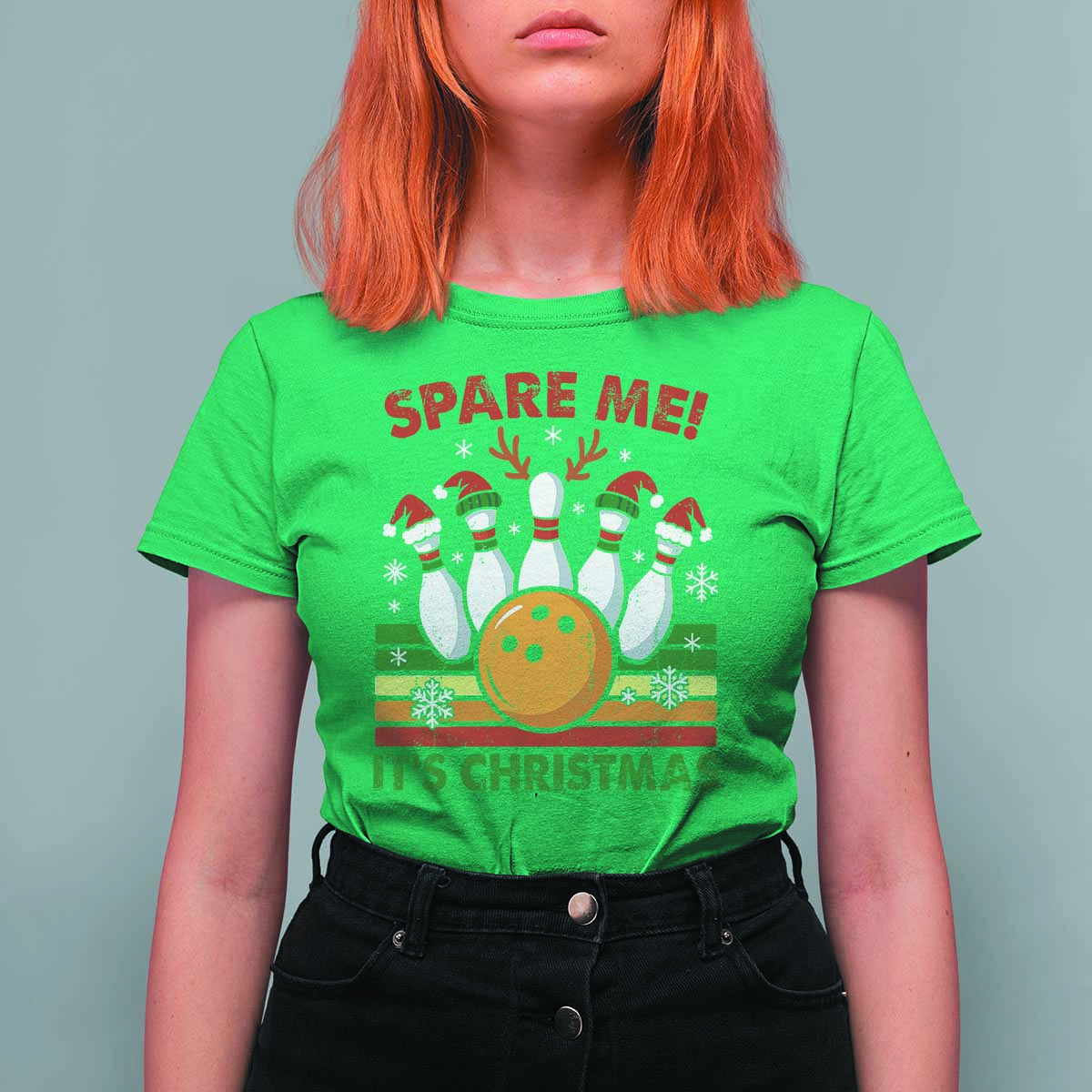 Funny Christmas Bowling T Shirt For Women Spare Me Its Xmas Festive Holiday - Wonder Print Shop