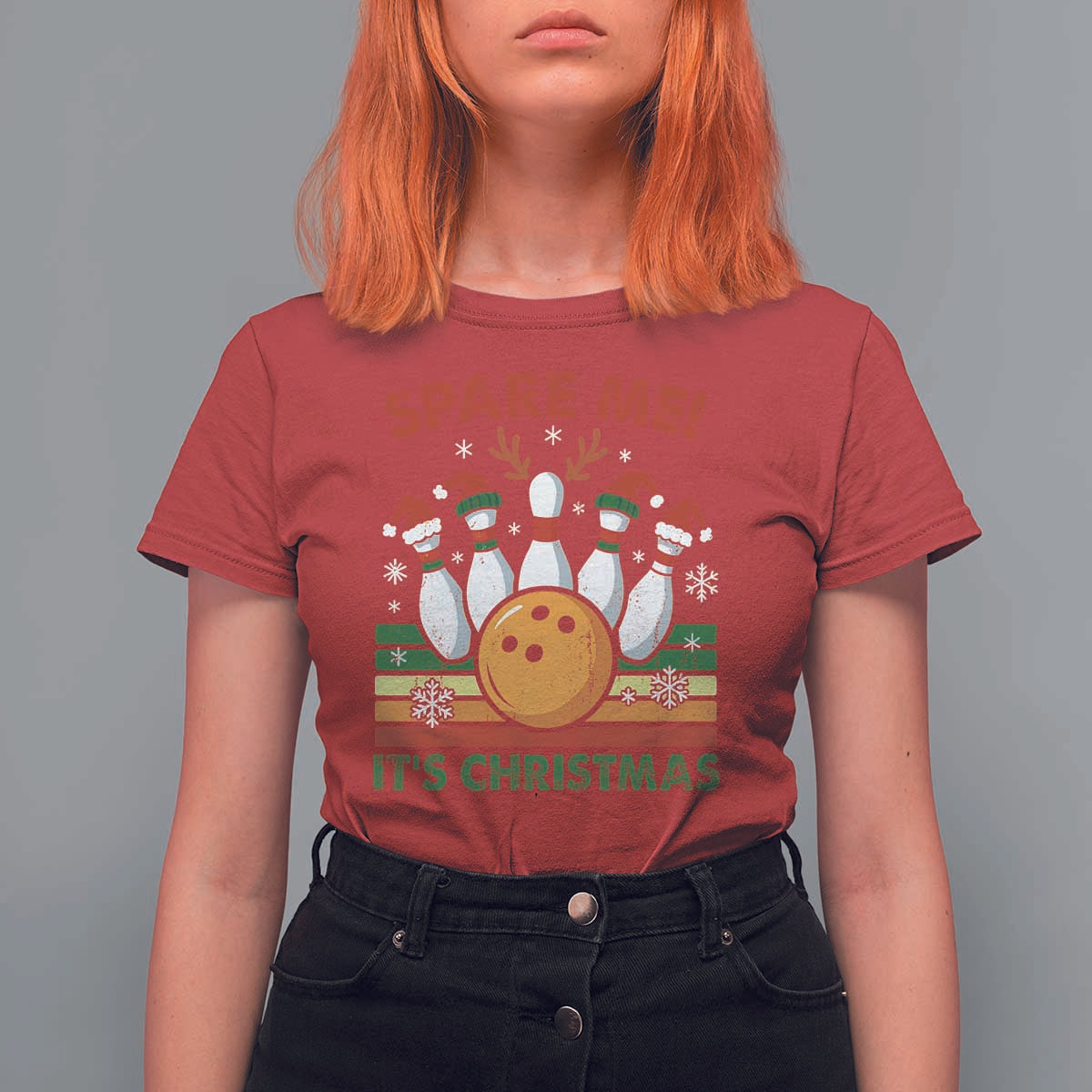 Funny Christmas Bowling T Shirt For Women Spare Me Its Xmas Festive Holiday - Wonder Print Shop