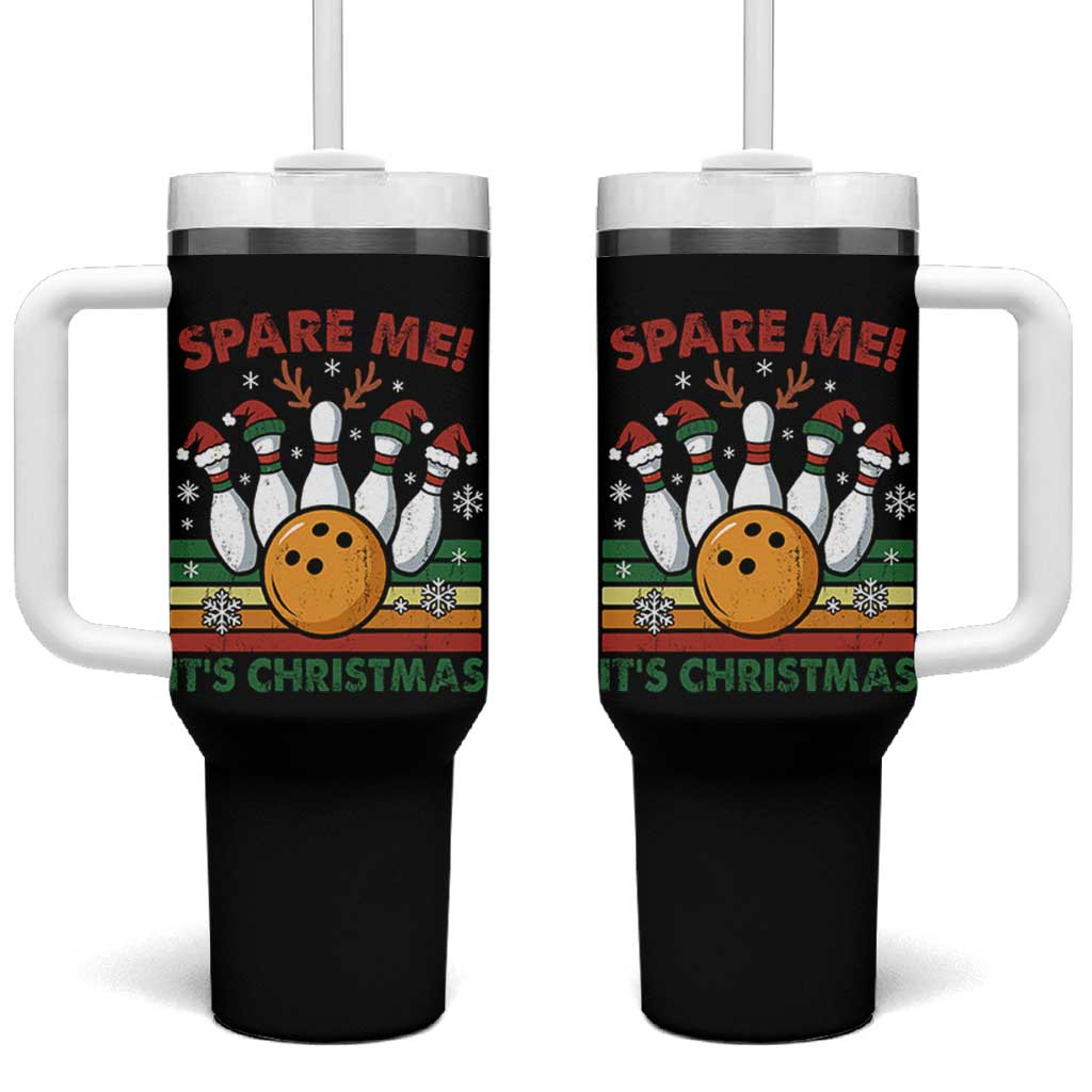 Funny Christmas Bowling Tumbler With Handle Spare Me Its Xmas Festive Holiday - Wonder Print Shop
