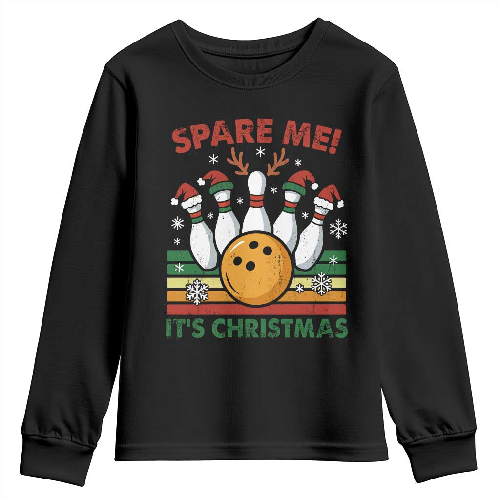 Funny Christmas Bowling Youth Sweatshirt Spare Me Its Xmas Festive Holiday - Wonder Print Shop