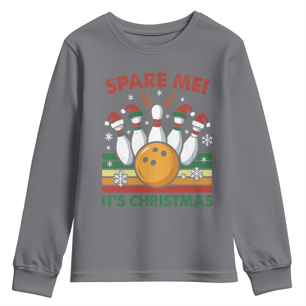 Funny Christmas Bowling Youth Sweatshirt Spare Me Its Xmas Festive Holiday - Wonder Print Shop
