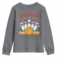 Funny Christmas Bowling Youth Sweatshirt Spare Me Its Xmas Festive Holiday - Wonder Print Shop