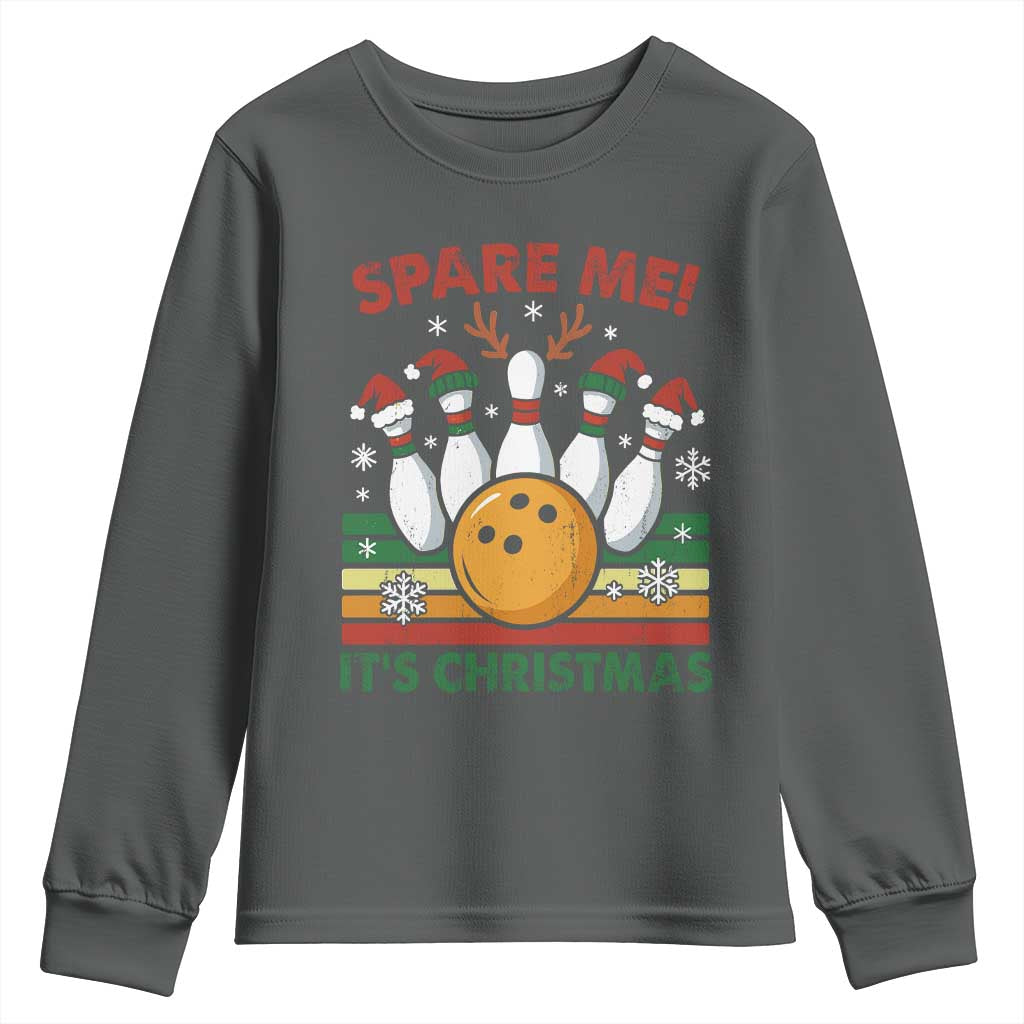 Funny Christmas Bowling Youth Sweatshirt Spare Me Its Xmas Festive Holiday - Wonder Print Shop