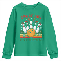 Funny Christmas Bowling Youth Sweatshirt Spare Me Its Xmas Festive Holiday - Wonder Print Shop