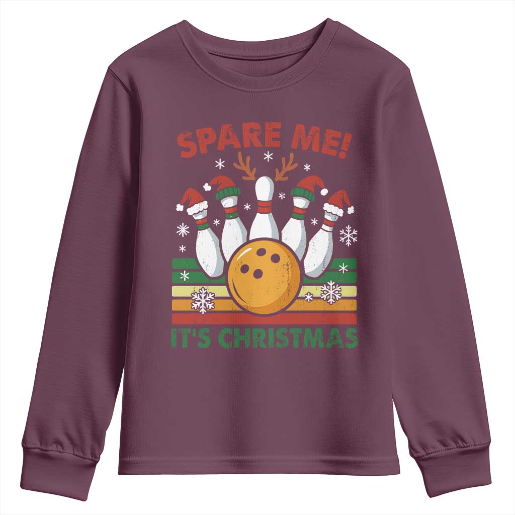 Funny Christmas Bowling Youth Sweatshirt Spare Me Its Xmas Festive Holiday - Wonder Print Shop
