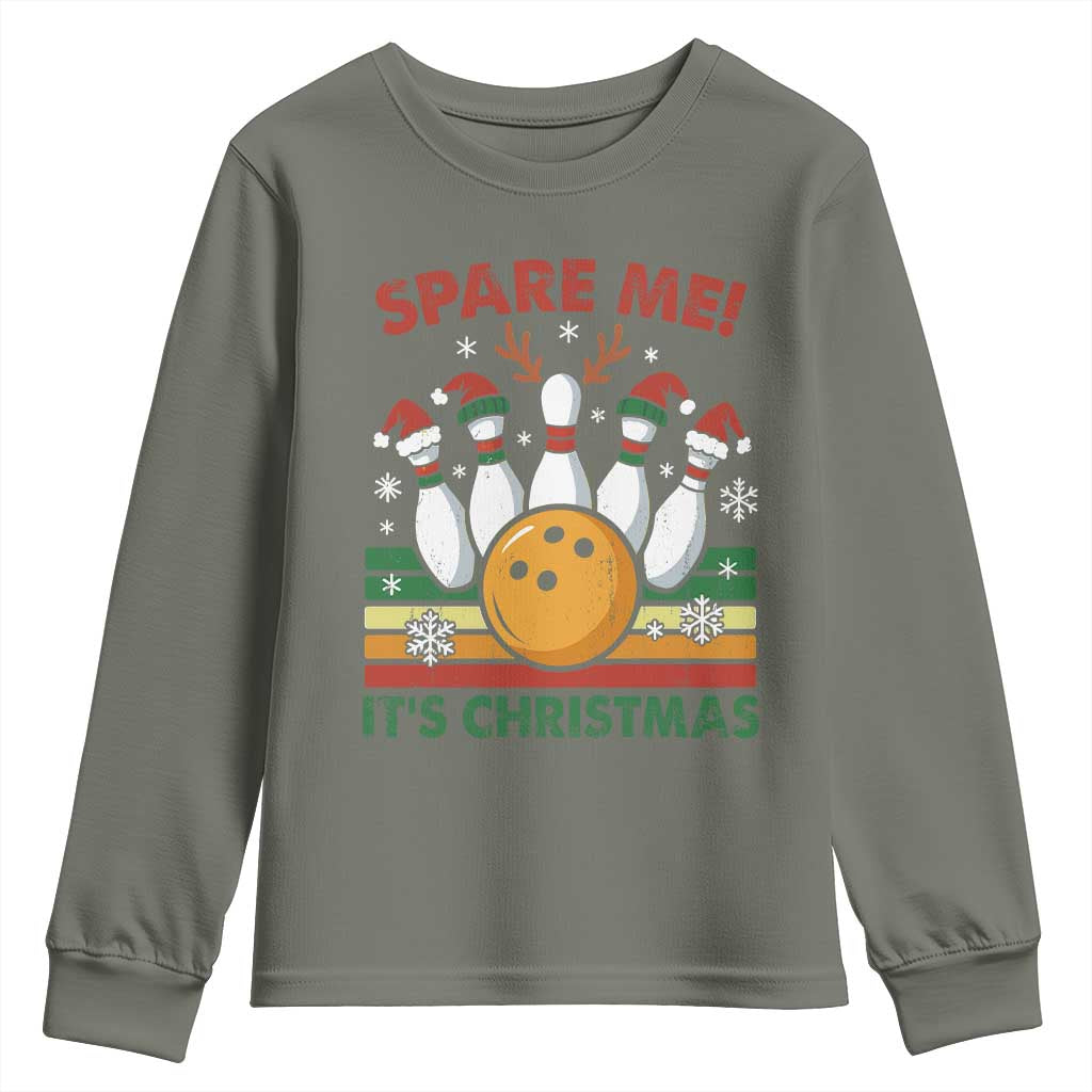Funny Christmas Bowling Youth Sweatshirt Spare Me Its Xmas Festive Holiday - Wonder Print Shop