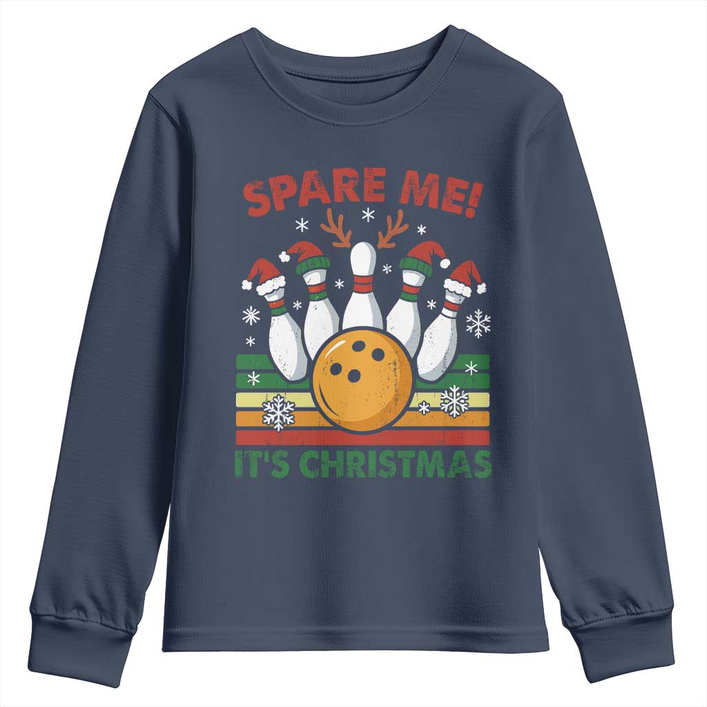 Funny Christmas Bowling Youth Sweatshirt Spare Me Its Xmas Festive Holiday - Wonder Print Shop
