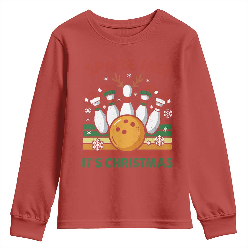 Funny Christmas Bowling Youth Sweatshirt Spare Me Its Xmas Festive Holiday - Wonder Print Shop